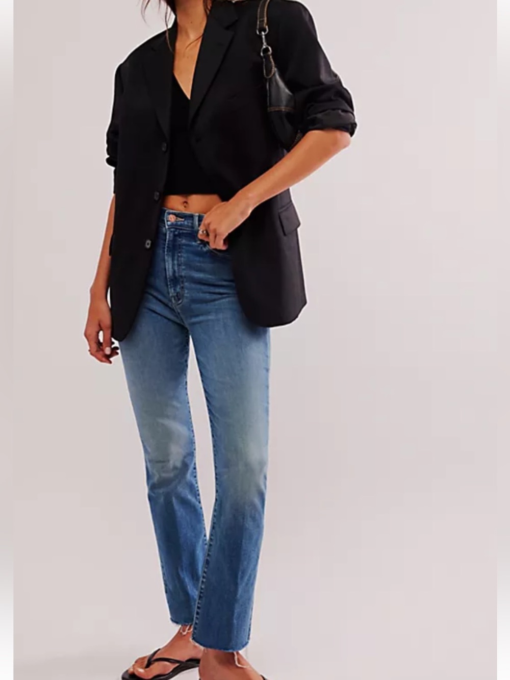Mother the Hustler Ankle Fray straight leg jeans